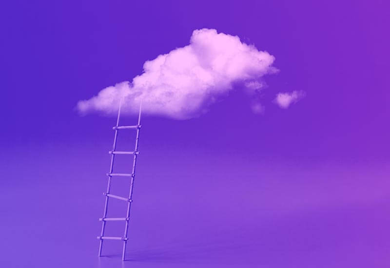 A ladder reaching for the clouds because our web development services take your website to the top.